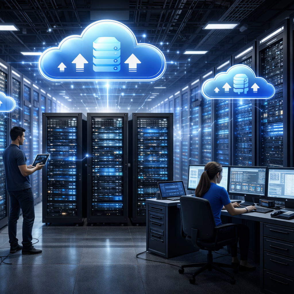 Enterprise-Team arbeitet an SAP-Implementierungsprojekt mit Datenanalytics-Dashboard