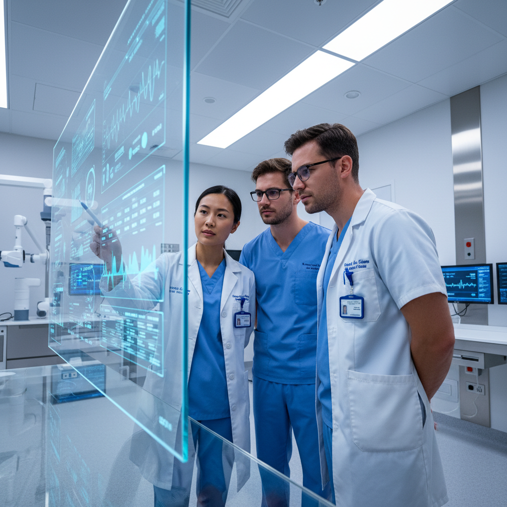 Gesundheitsfachmann überprüft HIPAA-konformes Patientenmanagementsystem am Computer